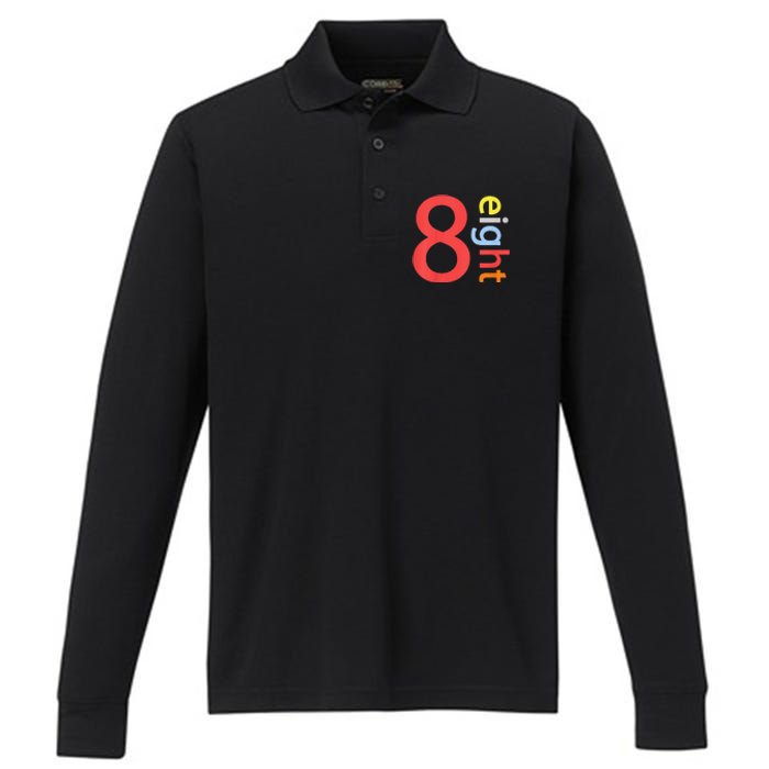 Cool 8th Birthday Gift Eight Years Old &S 8th Bday Performance Long Sleeve Polo