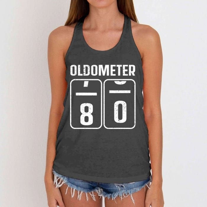 Cool 80th Birthday Art 80th Birthday Gag Joke Women's Knotted Racerback Tank