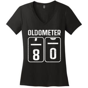 Cool 80th Birthday Art 80th Birthday Gag Joke Women's V-Neck T-Shirt