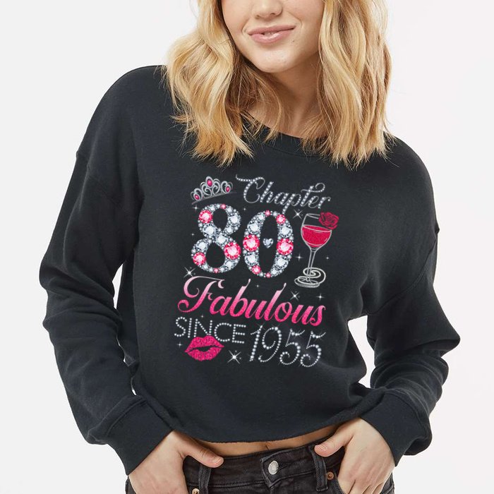 Chapter 80 Fabulous Since 1945 80Th Birthday Cropped Pullover Crew