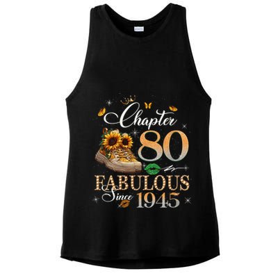 Chapter 80 Fabulous Since 1945 80th Birthday Queen Diamond Ladies PosiCharge Tri-Blend Wicking Tank