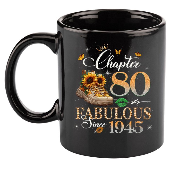 Chapter 80 Fabulous Since 1945 80th Birthday Queen Diamond 11oz C Handle Ceramic Mug