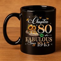 Chapter 80 Fabulous Since 1945 80th Birthday Queen Diamond 11oz C Handle Ceramic Mug
