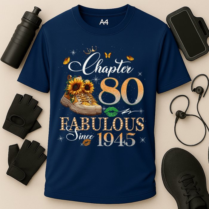 Chapter 80 Fabulous Since 1945 80th Birthday Queen Diamond Cooling Performance Crew T-Shirt