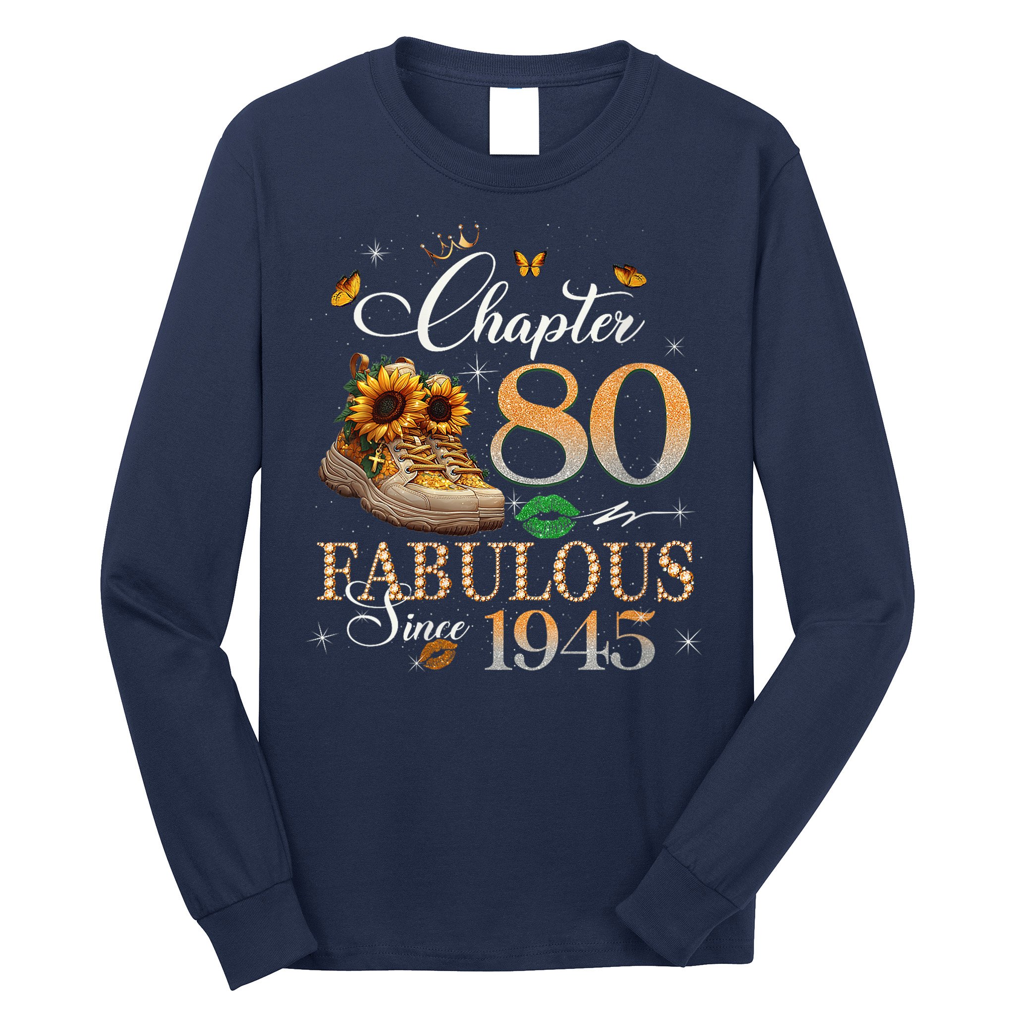 Chapter 80 Fabulous Since 1945 80th Birthday Queen Diamond Long Sleeve Shirt