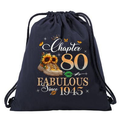 Chapter 80 Fabulous Since 1945 80th Birthday Queen Diamond Drawstring Bag