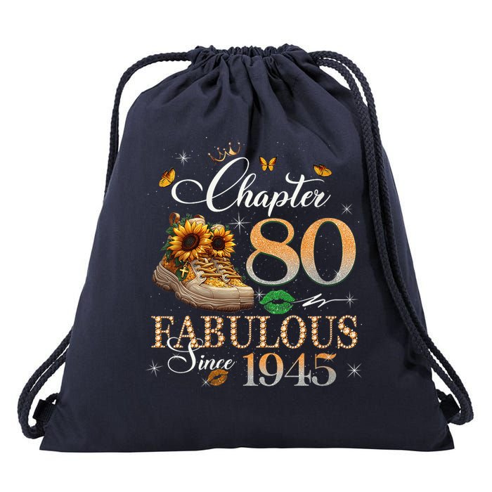 Chapter 80 Fabulous Since 1945 80th Birthday Queen Diamond Drawstring Bag
