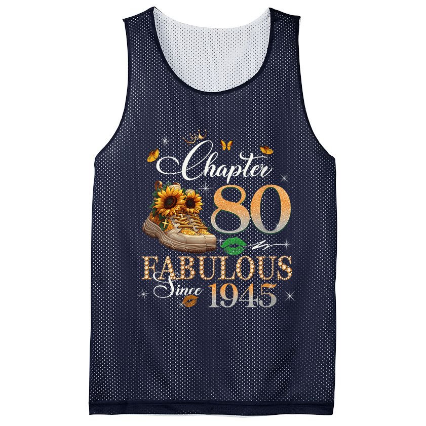 Chapter 80 Fabulous Since 1945 80th Birthday Queen Diamond Mesh Reversible Basketball Jersey Tank