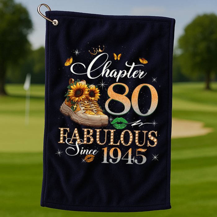 Chapter 80 Fabulous Since 1945 80th Birthday Queen Diamond Golf Towel