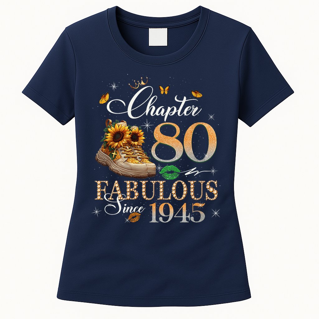 Chapter 80 Fabulous Since 1945 80th Birthday Queen Diamond Womens T-Shirt