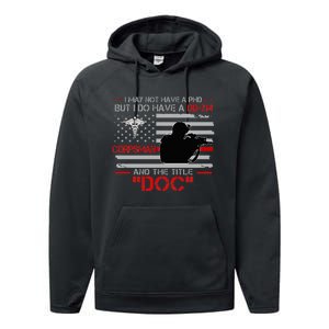 Corpsman 8404 Title Doc DD214 Gift For Corpsman Veteran Performance Fleece Hoodie