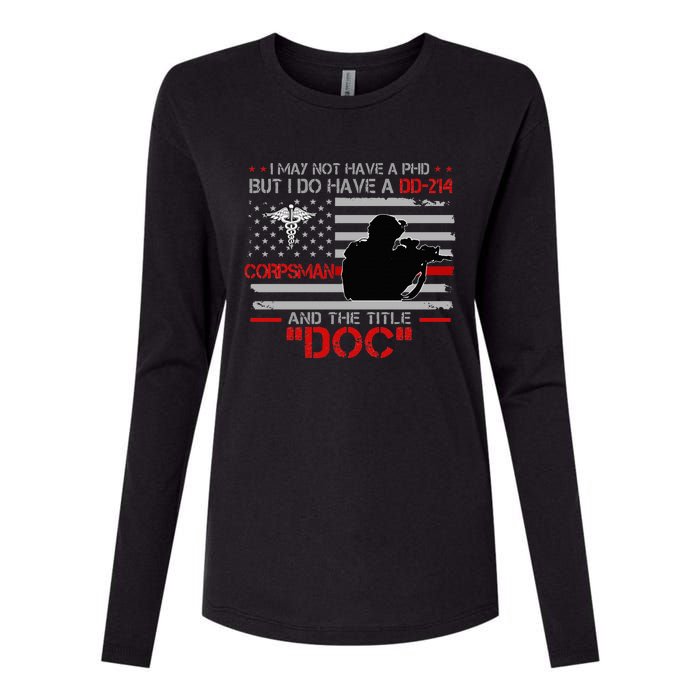 Corpsman 8404 Title Doc DD214 Gift For Corpsman Veteran Womens Cotton Relaxed Long Sleeve T-Shirt