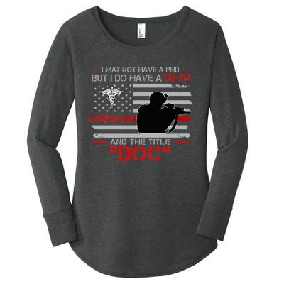 Corpsman 8404 Title Doc DD214 Gift For Corpsman Veteran Women's Perfect Tri Tunic Long Sleeve Shirt