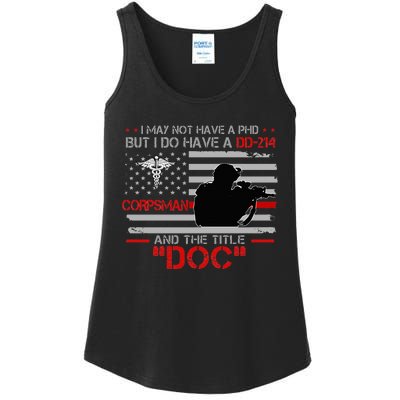 Corpsman 8404 Title Doc DD214 Gift For Corpsman Veteran Ladies Essential Tank