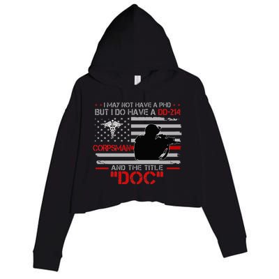 Corpsman 8404 Title Doc DD214 Gift For Corpsman Veteran Crop Fleece Hoodie