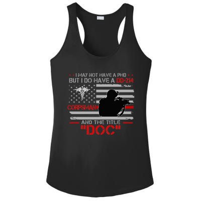 Corpsman 8404 Title Doc DD214 Gift For Corpsman Veteran Ladies PosiCharge Competitor Racerback Tank