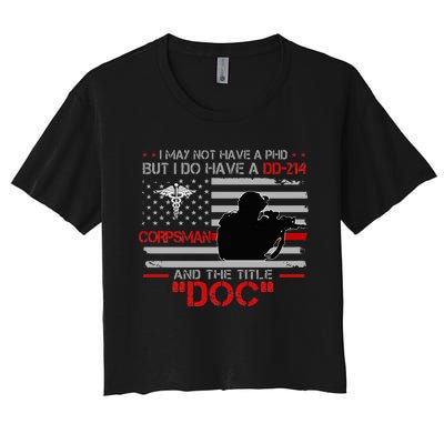 Corpsman 8404 Title Doc DD214 Gift For Corpsman Veteran Women's Crop Top Tee