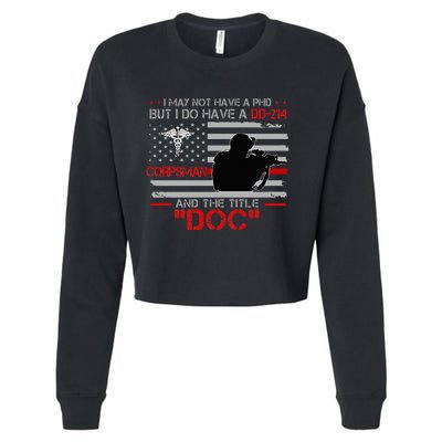 Corpsman 8404 Title Doc DD214 Gift For Corpsman Veteran Cropped Pullover Crew