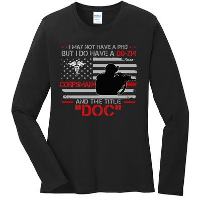 Corpsman 8404 Title Doc DD214 Gift For Corpsman Veteran Ladies Long Sleeve Shirt