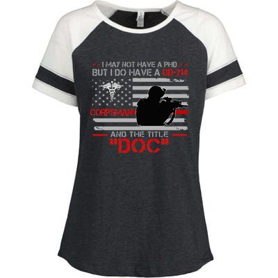 Corpsman 8404 Title Doc DD214 Gift For Corpsman Veteran Enza Ladies Jersey Colorblock Tee