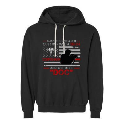Corpsman 8404  Title Doc DD214  Gift For Corpsman Veteran Garment-Dyed Fleece Hoodie