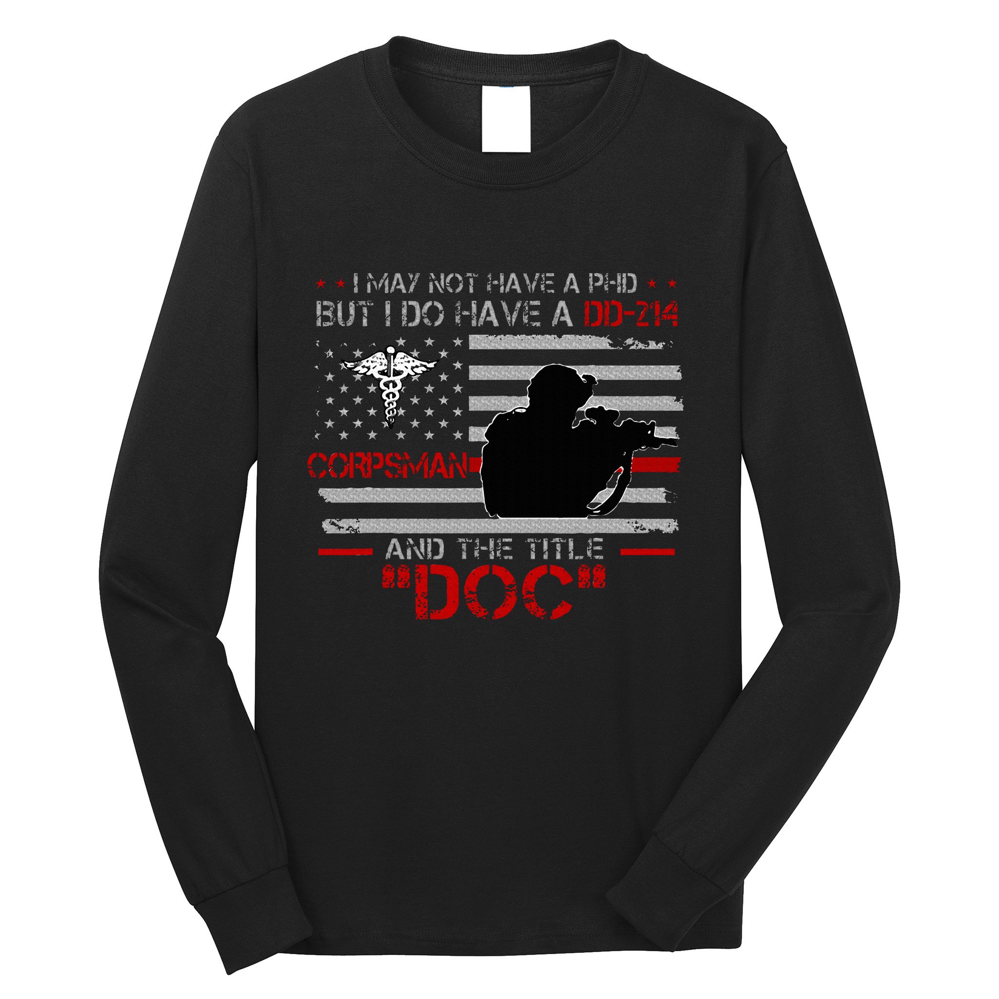 Corpsman 8404  Title Doc DD214  Gift For Corpsman Veteran Long Sleeve Shirt