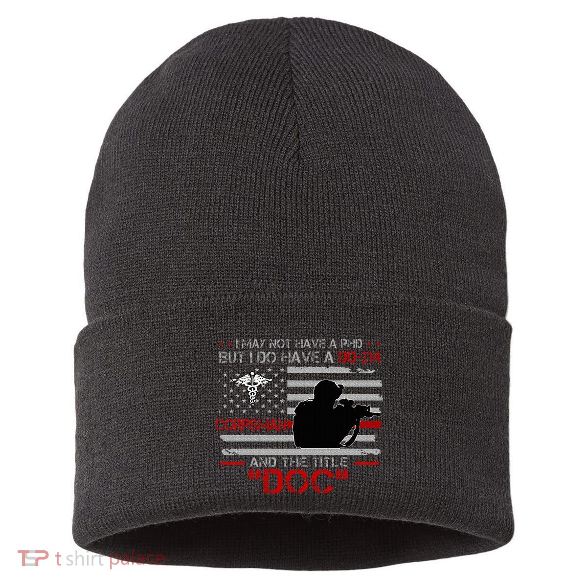 Corpsman 8404  Title Doc DD214  Gift For Corpsman Veteran Sustainable Knit Beanie