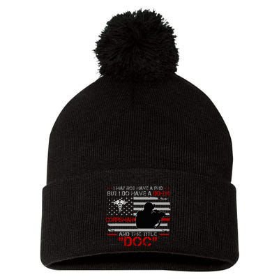 Corpsman 8404  Title Doc DD214  Gift For Corpsman Veteran Pom Pom 12in Knit Beanie