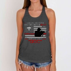 Corpsman 8404  Title Doc DD214  Gift For Corpsman Veteran Women's Knotted Racerback Tank