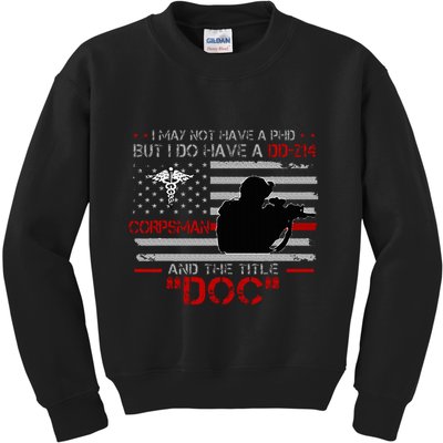 Corpsman 8404  Title Doc DD214  Gift For Corpsman Veteran Kids Sweatshirt