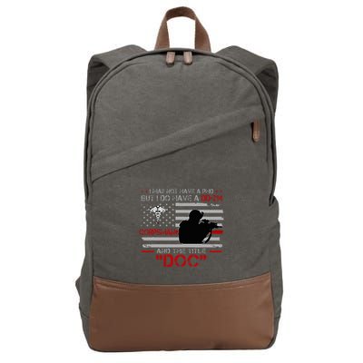 Corpsman 8404  Title Doc DD214  Gift For Corpsman Veteran Cotton Canvas Backpack