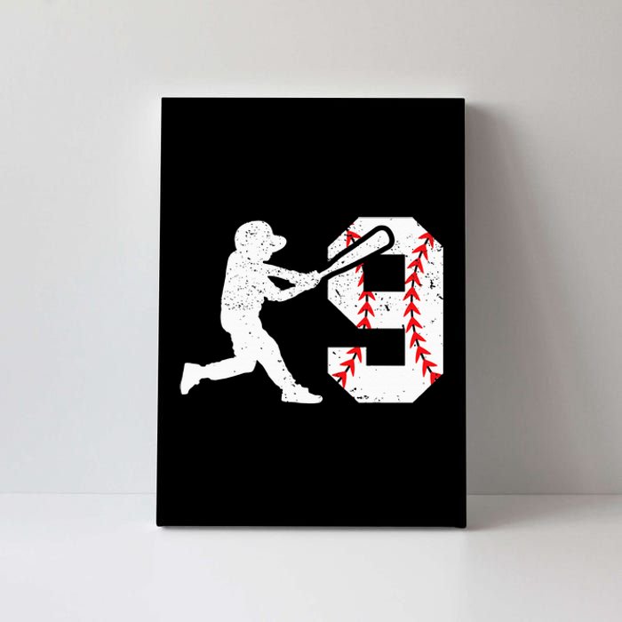 cutes 9th Birthday Baseball Big Number Nine 9 Year Old Canvas