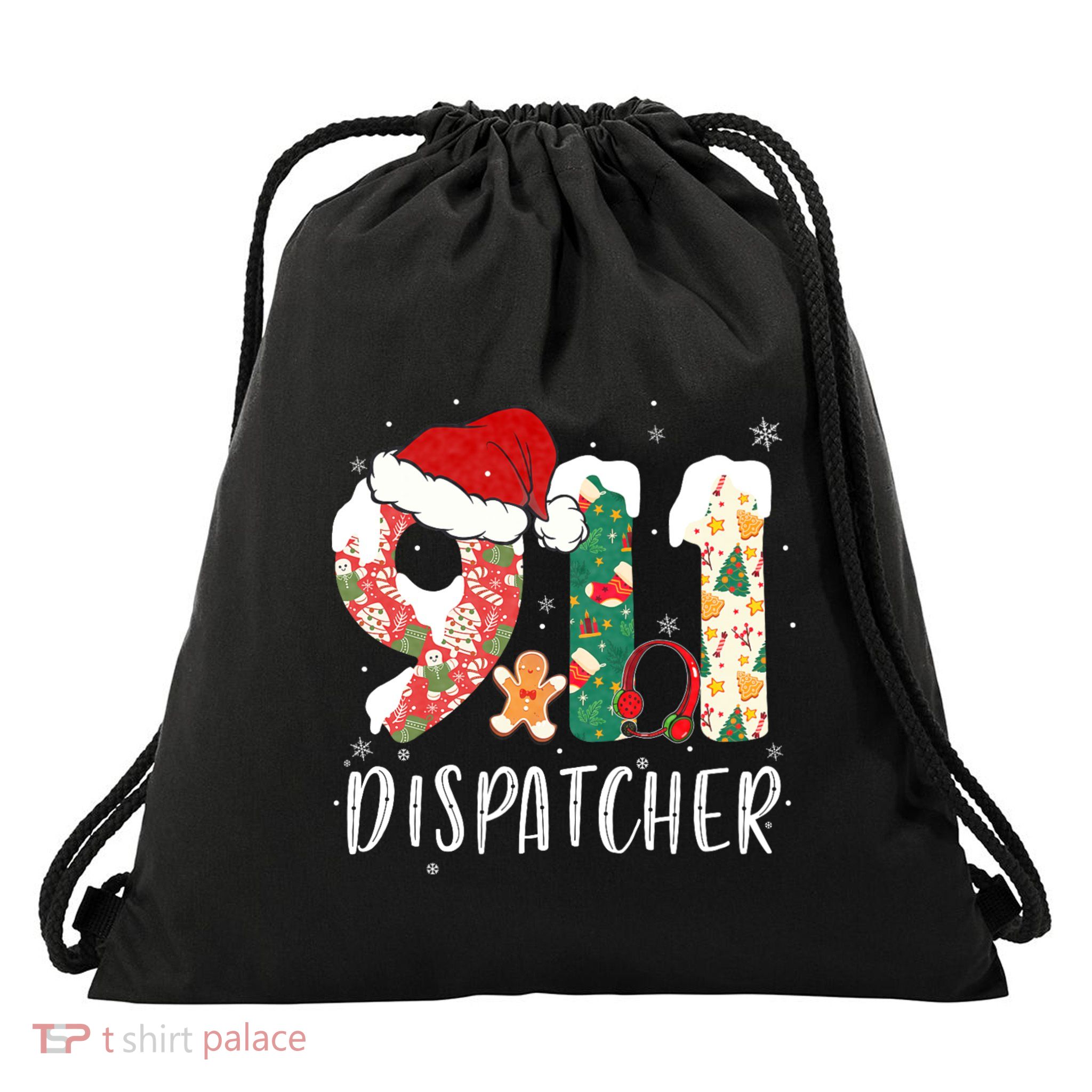 Christmas 911 Dispatcher SantaS Favorite 911 Dispatcher Drawstring Bag