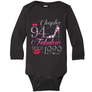 Chapter 94 Fabulous Since 1929 94th Birthday Gift For Women Baby Long Sleeve Bodysuit