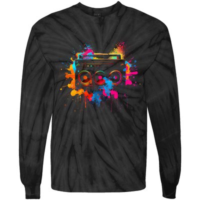 Cassette 90s Outfit Retro Vintage 80s Party Tie-Dye Long Sleeve Shirt