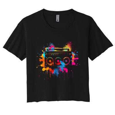 Cassette 90s Outfit Retro Vintage 80s Party Women's Crop Top Tee