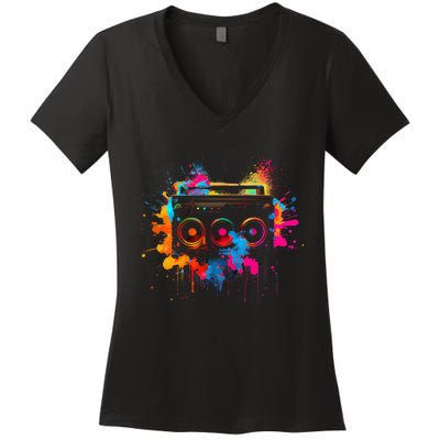 Cassette 90s Outfit Retro Vintage 80s Party Women's V-Neck T-Shirt