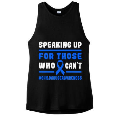 Child Abuse Awareness Month Blue Ribbon Domestic Violence Ladies PosiCharge Tri-Blend Wicking Tank