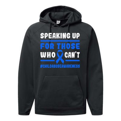 Child Abuse Awareness Month Blue Ribbon Domestic Violence Performance Fleece Hoodie