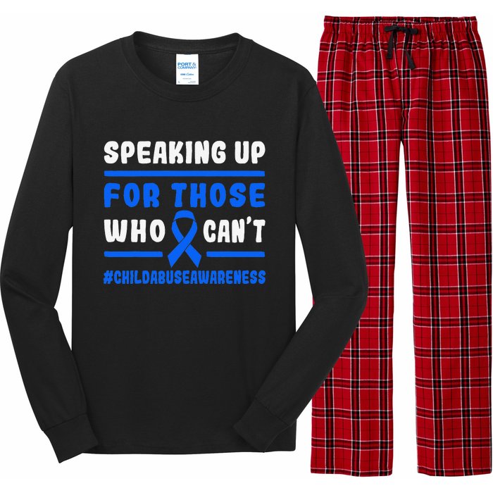 Child Abuse Awareness Month Blue Ribbon Domestic Violence Long Sleeve Pajama Set