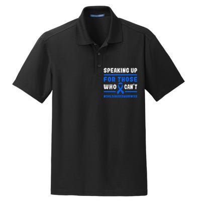 Child Abuse Awareness Month Blue Ribbon Domestic Violence Dry Zone Grid Polo