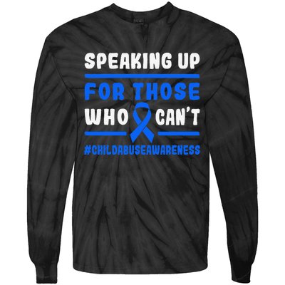 Child Abuse Awareness Month Blue Ribbon Domestic Violence Tie-Dye Long Sleeve Shirt