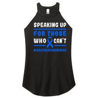 Child Abuse Awareness Month Blue Ribbon Domestic Violence Women’s Perfect Tri Rocker Tank