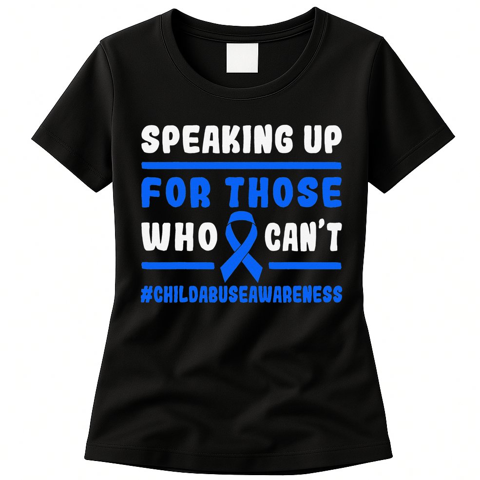 Child Abuse Awareness Month Blue Ribbon Domestic Violence Womens T-Shirt