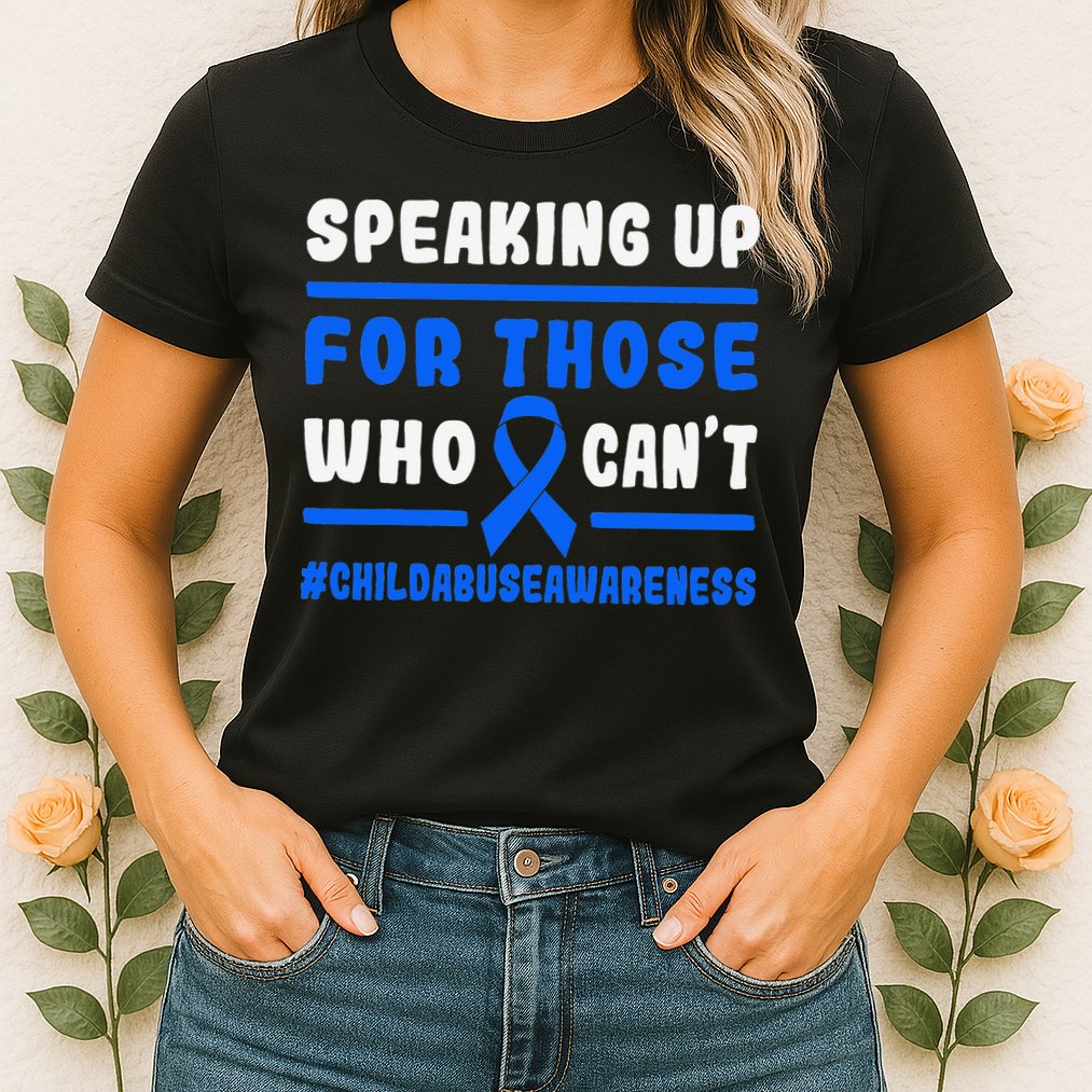 Child Abuse Awareness Month Blue Ribbon Domestic Violence Womens T-Shirt