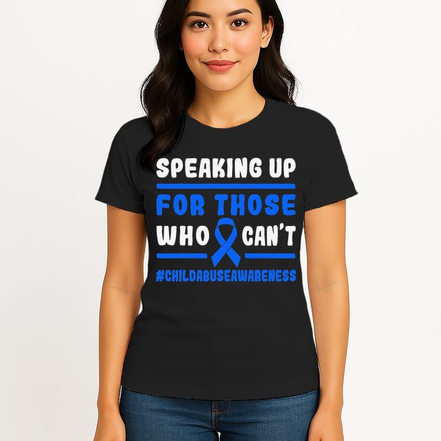 Child Abuse Awareness Month Blue Ribbon Domestic Violence Womens T-Shirt