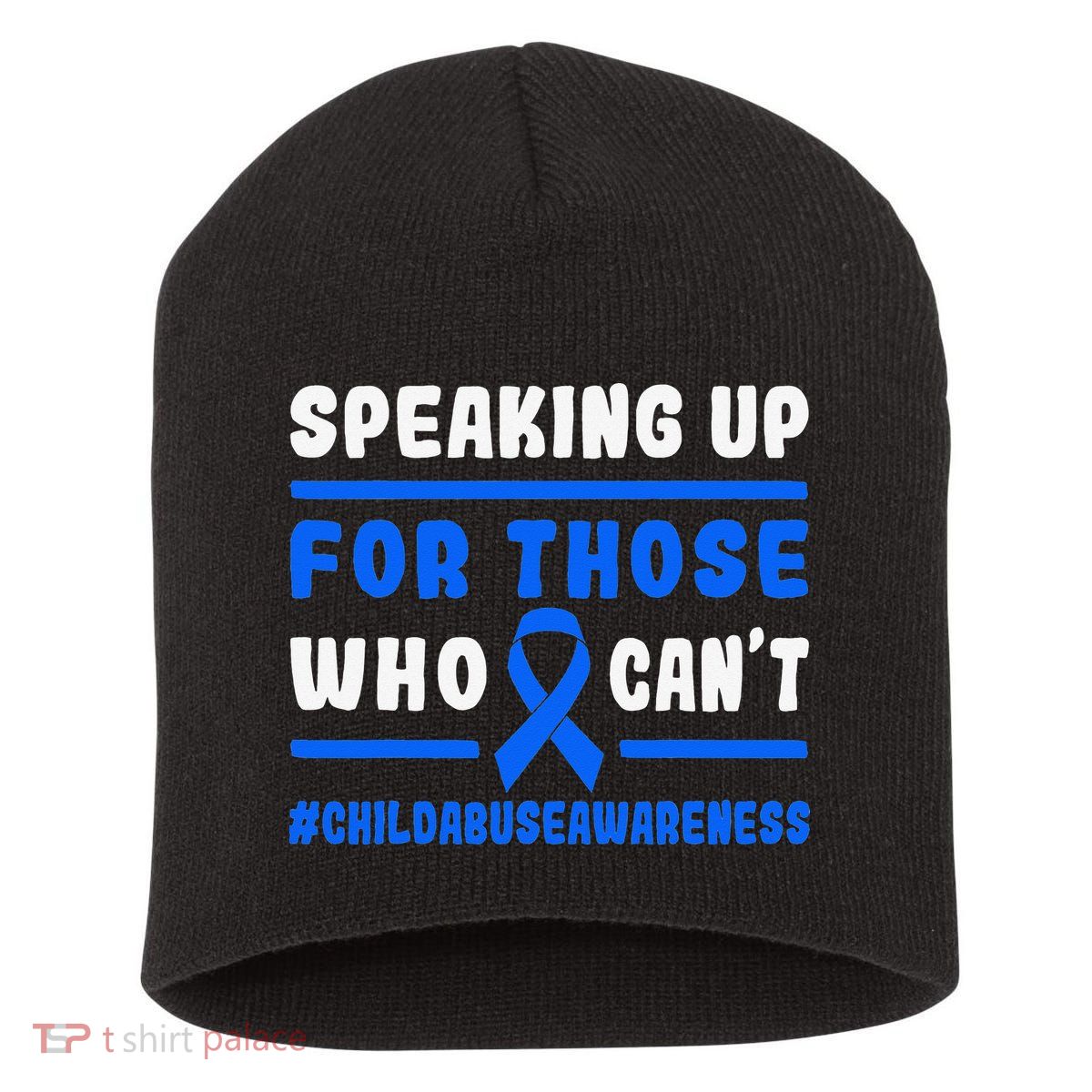 Child Abuse Awareness Month Blue Ribbon Domestic Violence Short Acrylic Beanie