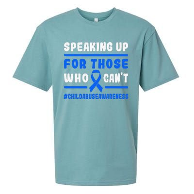 Child Abuse Awareness Month Blue Ribbon Domestic Violence Sueded Cloud Jersey T-Shirt