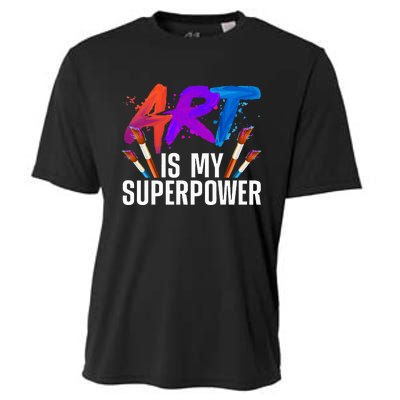 Cool Art Art Teacher Artist Painter Superpower Cooling Performance Crew T-Shirt