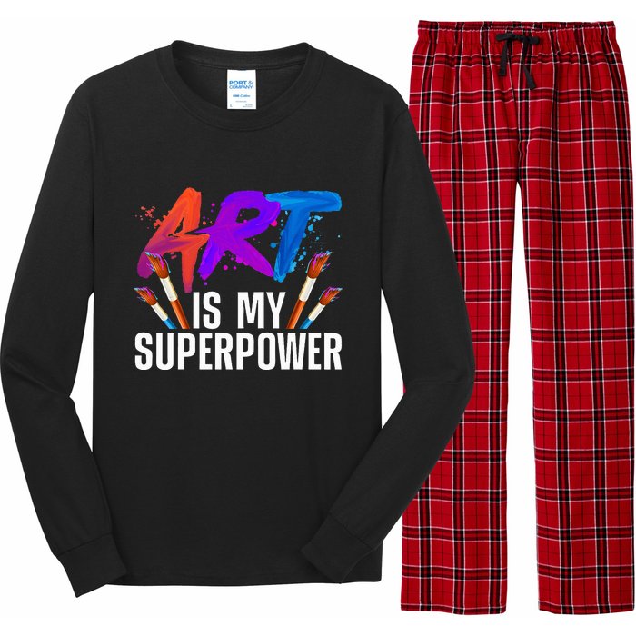 Cool Art Art Teacher Artist Painter Superpower Long Sleeve Pajama Set